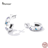 925 Silver Demon Eye Star Moon Earrings Zircon Ear Studs