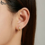 Bamoer 925 Silver Geometry Earrings Zircon Double Hoop