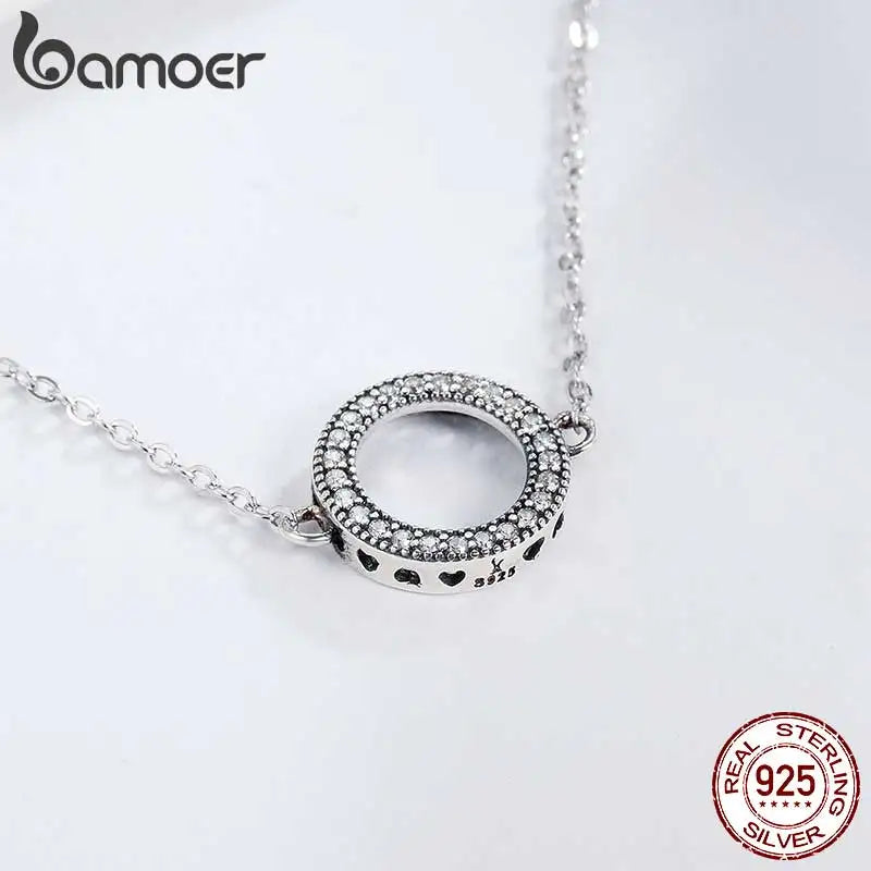 925 Silver Zircon Circle Bracelet Hearts Chain Vintage Jewelry