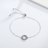 925 Silver Zircon Circle Bracelet Hearts Chain Vintage Jewelry