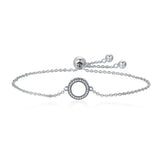 925 Silver Zircon Circle Bracelet Hearts Chain Vintage Jewelry
