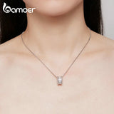 925 Silver Waist Bead Pendant Necklace CZ Neck Chain for Women
