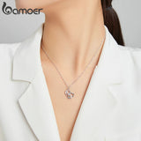 925 Silver Clear CZ Forever Love Heart Pendant Necklace Women Anniversary