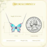 925 Silver Butterfly Pendant Necklace Colorful Insect Chain Women Gift BSN306