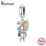 925 Sterling Silver Enamel Phoenix Pendant Charm for Bracelet & Necklace DIY