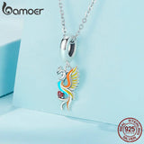 925 Sterling Silver Enamel Phoenix Pendant Charm for Bracelet & Necklace DIY