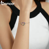 925 Silver Colorful Heart Adjustable Bracelet Zircon Chain SCB216