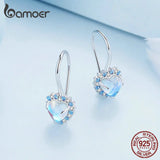 925 Silver Heart Moonstone CZ Ear Buckles