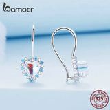 925 Silver Heart Moonstone CZ Ear Buckles