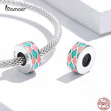 925 Silver Smiley Charm Bangle Bracelet Colorful Beads Girls Gift