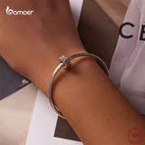 925 Silver Smiley Charm Bangle Bracelet Colorful Beads Girls Gift