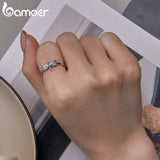 925 Silver Colorful Zircon Dragonfly Opening Ring for Women BSR384