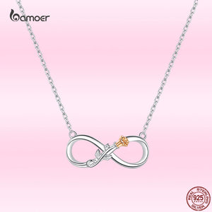 925 Silver Infinity Colorful Rose Necklace Wedding Jewelry 40-45cm