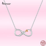 925 Silver Infinity Colorful Rose Necklace Wedding Jewelry 40-45cm