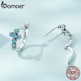 925 Silver Cross Turquoise Earrings Oxidized Hoop Jewelry
