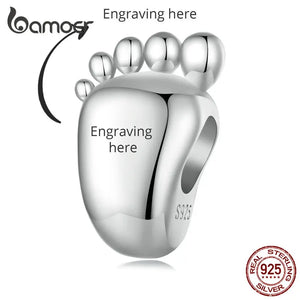 925 Silver Baby Footprint Bead for Women Bracelet & Necklace DIY
