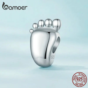 925 Silver Baby Footprint Bead for Women Bracelet & Necklace DIY