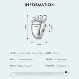 925 Silver Baby Footprint Bead for Women Bracelet & Necklace DIY
