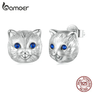 925 Silver Cat Stud Spinel Earrings Women Birthday Gift BSE794