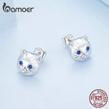 925 Silver Cat Stud Spinel Earrings Women Birthday Gift BSE794
