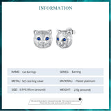925 Silver Cat Stud Spinel Earrings Women Birthday Gift BSE794