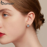 925 Silver Cat Stud Spinel Earrings Women Birthday Gift BSE794