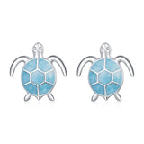 925 Silver Sea Turtle Stud Earrings Purple Zircon Women's Jewelry Gift