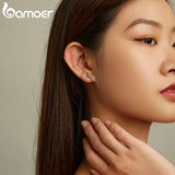 925 Silver Birds Stud Earrings Purple CZ Ear Studs Gift