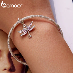 925 Silver Colorful Enamel Dragonfly Key Charm BSC603