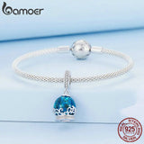 925 Silver Dark Crystal Ball Bead Charm for Bracelet Necklace BSC735