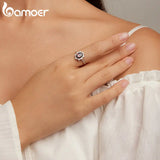 925 Silver Dark Red Zircon Wedding Ring Women Elegant Jewelry