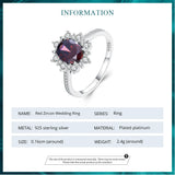 925 Silver Dark Red Zircon Wedding Ring Women Elegant Jewelry