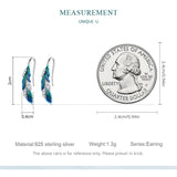 925 Silver Feather Ear Hook Zircon Stud Earring Women Jewelry