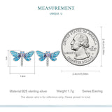 925 Silver Dragonfly Stud Earrings Vintage Women Jewelry BSE694
