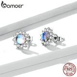 925 Silver Moonstone Sun Ear Studs Exquisite Earrings