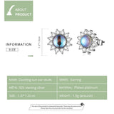 925 Silver Moonstone Sun Ear Studs Exquisite Earrings