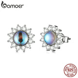 925 Silver Moonstone Sun Ear Studs Exquisite Earrings