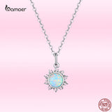 925 Silver Sun Pendant Opal Wedding Necklace GXN399