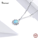 925 Silver Sun Pendant Opal Wedding Necklace GXN399