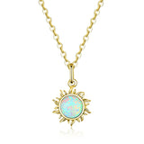 925 Silver Sun Pendant Opal Wedding Necklace GXN399