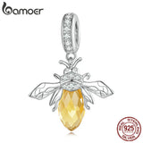 925 Silver Bee Charm Zircon Pendant for DIY Bracelet Necklace