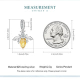 925 Silver Bee Charm Zircon Pendant for DIY Bracelet Necklace