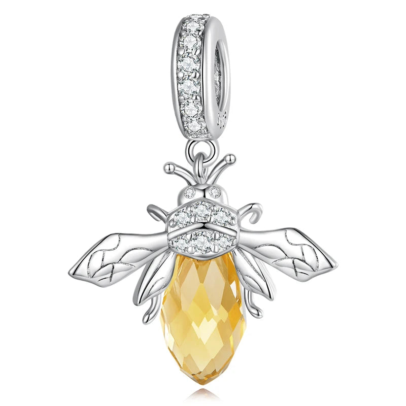 925 Silver Bee Charm Zircon Pendant for DIY Bracelet Necklace