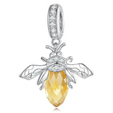 925 Silver Bee Charm Zircon Pendant for DIY Bracelet Necklace