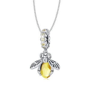 925 Silver Bee Pendant Necklace Women Valentine Gift Fine Jewelry