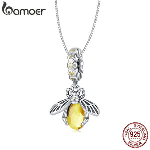 925 Silver Bee Pendant Necklace Women Valentine Gift Fine Jewelry