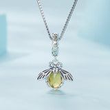 925 Silver Bee Pendant Necklace Women Valentine Gift Fine Jewelry