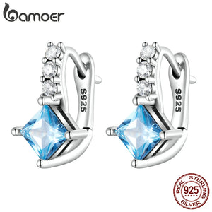925 Silver Zircon Ear Clip Women Earrings Bridal Jewelry Gift