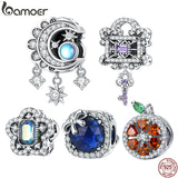 925 Silver Flower Charm for Bracelet & Bangle Shining Stone Beads