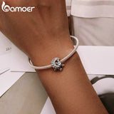 925 Silver Flower Charm for Bracelet & Bangle Shining Stone Beads